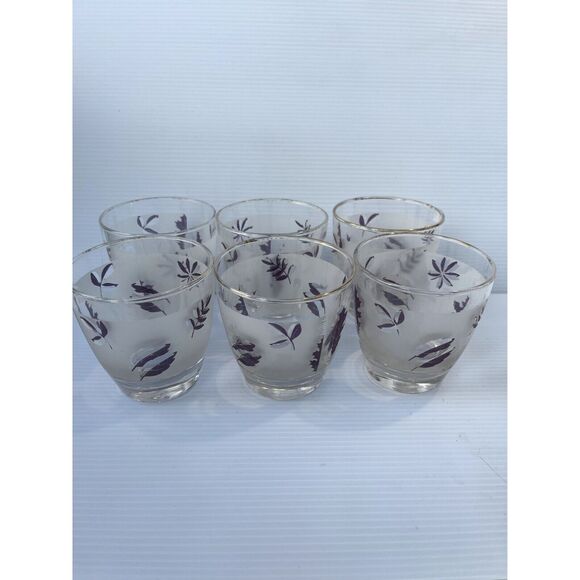 Vintage Libbey Silver Leaf Frosted Glasses - Set of 6 - Picture 1 of 9